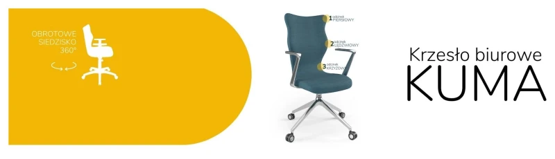 Krzesło biurowe obrotowe do biurka Kuma wzrost powyżej 188 cm aluminiowa podstawa kółka - Solar 6