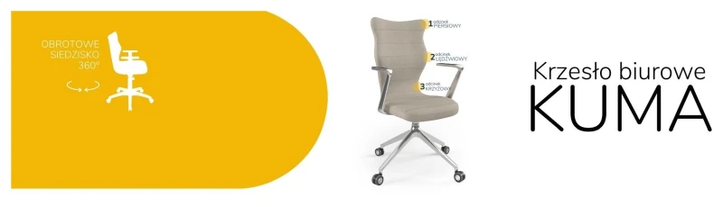 Krzesło biurowe obrotowe do biurka Kuma wzrost powyżej 188 cm aluminiowa podstawa kółka - Solar 26