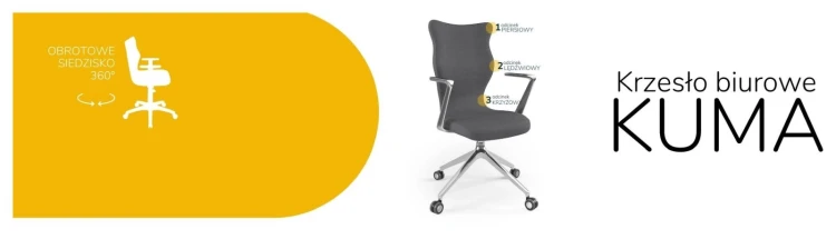 Krzesło biurowe obrotowe do biurka Kuma wzrost powyżej 188 cm aluminiowa podstawa kółka - Solar 33