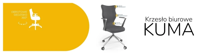 Krzesło biurowe obrotowe do biurka Kuma wzrost powyżej 188 cm aluminiowa podstawa kółka - Solar 33