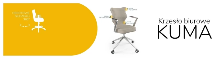 Krzesło biurowe obrotowe do biurka Kuma wzrost 159-188 cm aluminiowa podstawa kółka - Solar 26