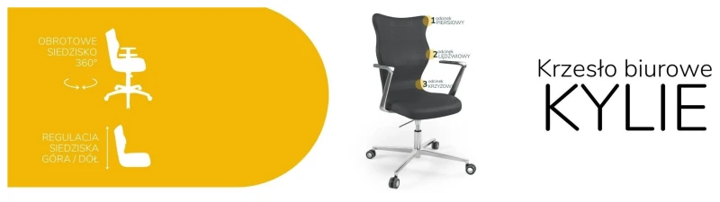 Krzesło biurowe obrotowe do biurka Kylie wzrost powyżej 188 cm aluminiowa podstawa kółka - Vega 17