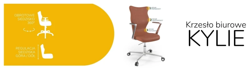Krzesło biurowe obrotowe do biurka Kylie wzrost powyżej 188 cm aluminiowa podstawa kółka - Vega 2