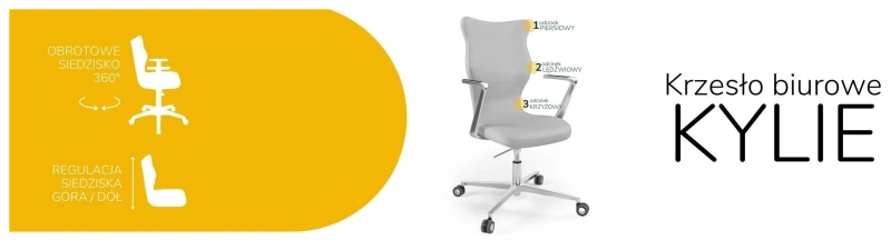 Krzesło biurowe obrotowe do biurka Kylie wzrost powyżej 188 cm aluminiowa podstawa kółka - Vega 3