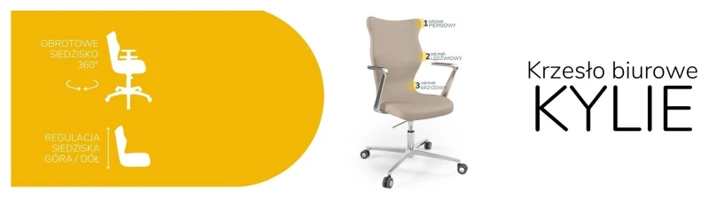 Krzesło biurowe obrotowe do biurka Kylie wzrost powyżej 188 cm aluminiowa podstawa kółka - Vega 26