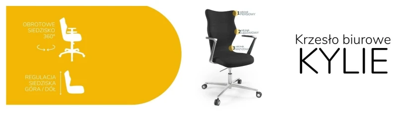 Krzesło biurowe obrotowe do biurka Kylie wzrost powyżej 188 cm aluminiowa podstawa kółka - Solar 1