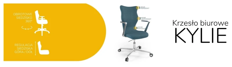 Krzesło biurowe obrotowe do biurka Kylie wzrost powyżej 188 cm aluminiowa podstawa kółka - Solar 6