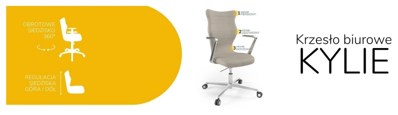Krzesło biurowe obrotowe do biurka Kylie wzrost powyżej 188 cm aluminiowa podstawa kółka - Solar 26