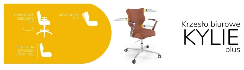 Krzesło biurowe obrotowe do biurka Kylie Plus wzrost 159-188 cm aluminiowa podstawa kółka - Vega 2