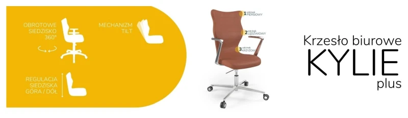 Krzesło biurowe obrotowe do biurka Kylie Plus wzrost powyżej 188 cm aluminiowa podstawa kółka - Vega 2
