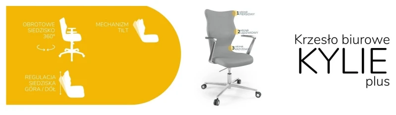 Krzesło biurowe obrotowe do biurka Kylie Plus wzrost powyżej 188 cm aluminiowa podstawa kółka - Vega 33