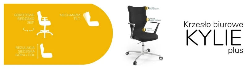Krzesło biurowe obrotowe do biurka Kylie Plus wzrost powyżej 188 cm aluminiowa podstawa kółka - Solar 1