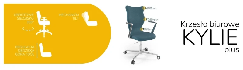 Krzesło biurowe obrotowe do biurka Kylie Plus wzrost powyżej 188 cm aluminiowa podstawa kółka - Solar 6