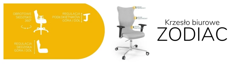 Krzesło biurowe obrotowe do biurka Zodiac wzrost powyżej 188 cm aluminiowa podstawa kółka - Vega 3