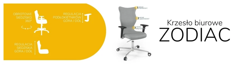 Krzesło biurowe obrotowe do biurka Zodiac wzrost powyżej 188 cm aluminiowa podstawa kółka - Vega 33