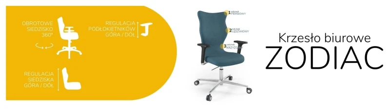 Krzesło biurowe obrotowe do biurka Zodiac wzrost powyżej 188 cm aluminiowa podstawa kółka - Solar 6