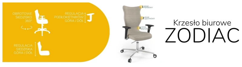 Krzesło biurowe obrotowe do biurka Zodiac wzrost powyżej 188 cm aluminiowa podstawa kółka - Solar 26