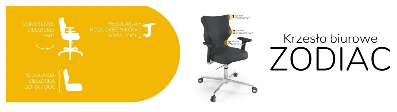 Krzesło biurowe obrotowe do biurka Zodiac wzrost 159-188 cm aluminiowa podstawa kółka - Vega 17