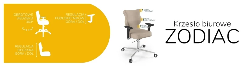 Krzesło biurowe obrotowe do biurka Zodiac wzrost 159-188 cm aluminiowa podstawa kółka - Vega 26