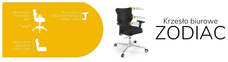 Krzesło biurowe obrotowe do biurka Zodiac wzrost 159-188 cm aluminiowa podstawa kółka - Solar 1