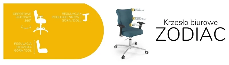 Krzesło biurowe obrotowe do biurka Zodiac wzrost 159-188 cm aluminiowa podstawa kółka - Solar 6