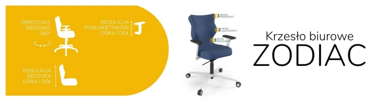 Krzesło biurowe obrotowe do biurka Zodiac wzrost 159-188 cm biała podstawa kółka - Solar 24