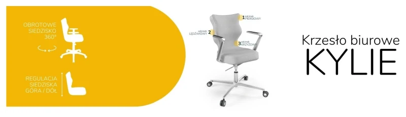 Krzesło biurowe obrotowe do biurka Kylie wzrost 159-188 cm aluminiowa podstawa kółka - Vega 3