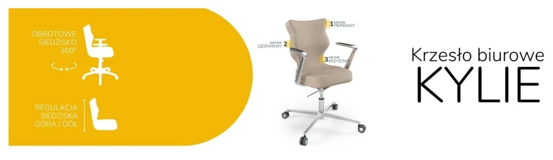 Krzesło biurowe obrotowe do biurka Kylie wzrost 159-188 cm aluminiowa podstawa kółka - Vega 26