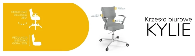 Krzesło biurowe obrotowe do biurka Kylie wzrost 159-188 cm aluminiowa podstawa kółka - Vega 33