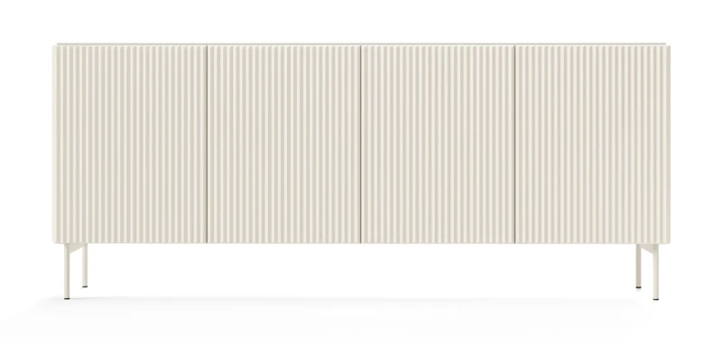 Komoda Muti 4-drzwiowa z ryflowanymi frontami i bokami 195 cm kaszmir