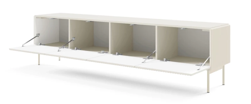 Szafka RTV Muti 4-drzwiowa z ryflowanymi frontami i bokami 195 cm kaszmir