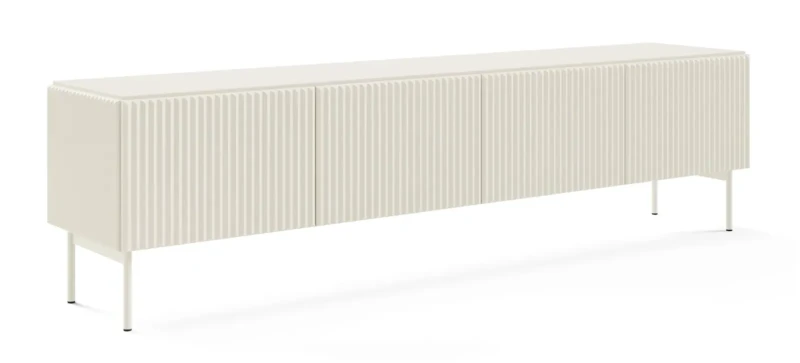 Szafka RTV Muti 4-drzwiowa z ryflowanymi frontami i bokami 195 cm kaszmir