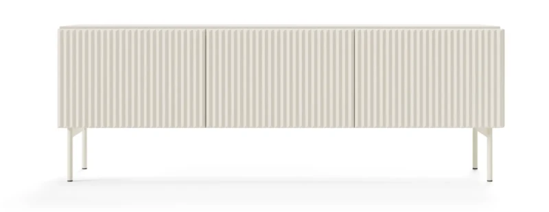 Szafka RTV Muti 3-drzwiowa z ryflowanymi frontami i bokami 147 cm kaszmir