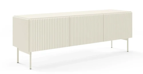 Szafka RTV Muti 3-drzwiowa z ryflowanymi frontami i bokami 147 cm kaszmir