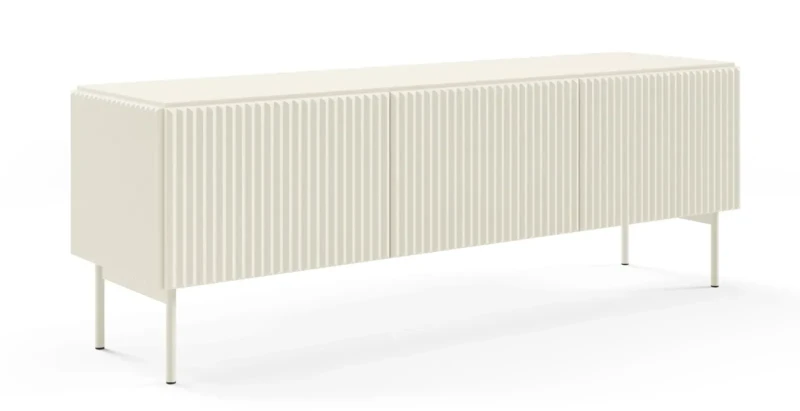 Szafka RTV Muti 3-drzwiowa z ryflowanymi frontami i bokami 147 cm kaszmir