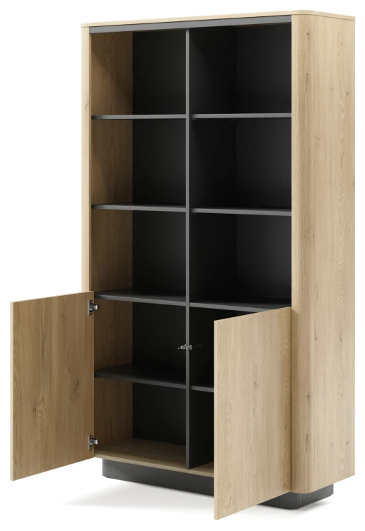 Regał Torro 2-drzwiowy na książki 113 cm dąb cremona/czarny