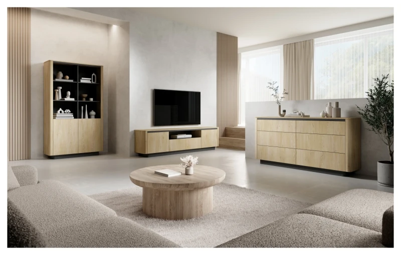 Regał Torro 2-drzwiowy na książki 113 cm dąb cremona/czarny