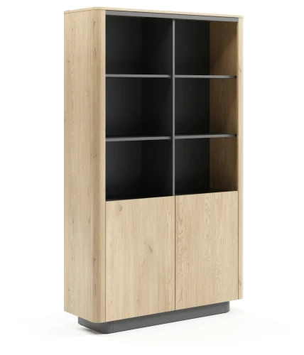 Regał Torro 2-drzwiowy na książki 113 cm dąb cremona/czarny