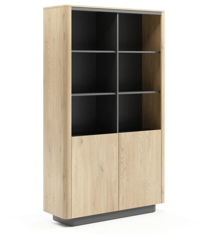 Regał Torro 2-drzwiowy na książki 113 cm dąb cremona/czarny