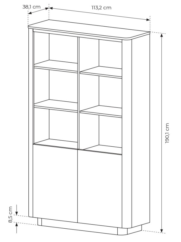 Regał Torro 2-drzwiowy na książki 113 cm dąb cremona/czarny
