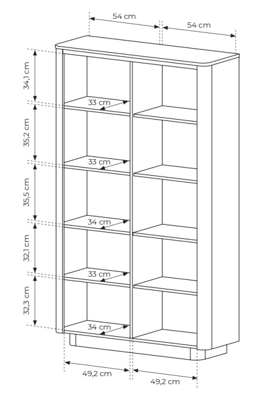 Regał Torro 2-drzwiowy na książki 113 cm dąb cremona/czarny