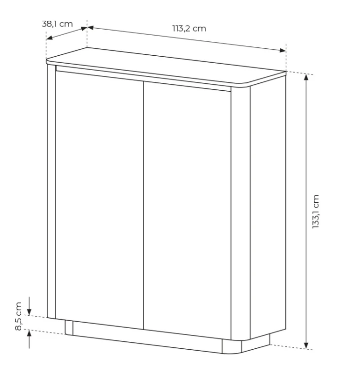 Komoda wysoka Torro 2-drzwiowa 113 cm dąb cremona/czarny