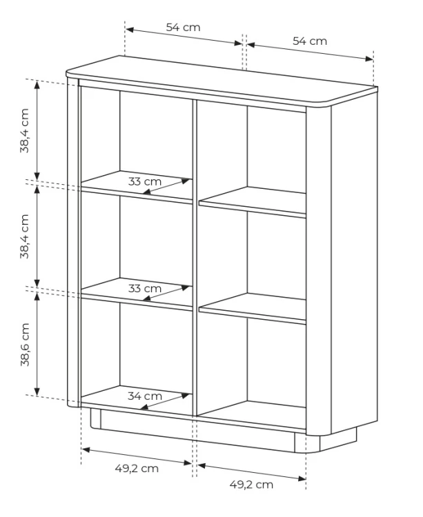 Komoda wysoka Torro 2-drzwiowa 113 cm dąb cremona/czarny