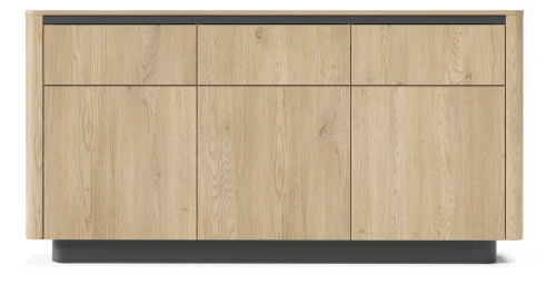 Komoda Torro 3-drzwiowa z 3 szufladami 163 cm dąb cremona/czarny