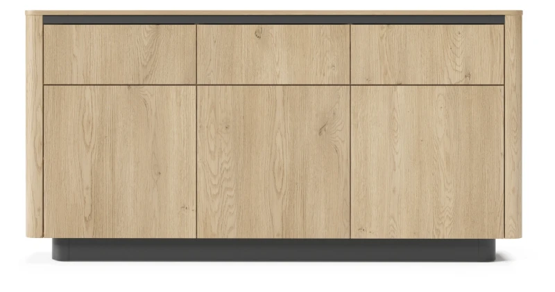 Komoda Torro 3-drzwiowa z 3 szufladami 163 cm dąb cremona/czarny