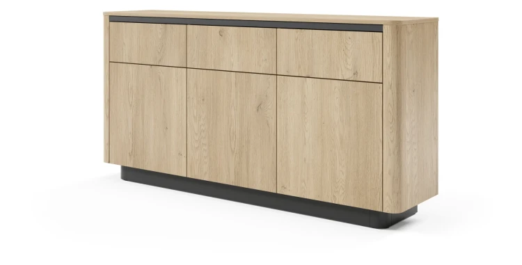 Komoda Torro 3-drzwiowa z 3 szufladami 163 cm dąb cremona/czarny