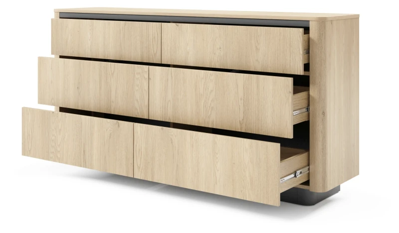 Komoda Torro z 6 szufladami 163 cm dąb cremona/czarny