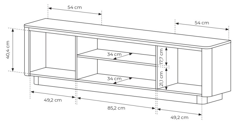 Szafka RTV Torro 3-drzwiowa stojąca 200 cm dąb cremona/czarny