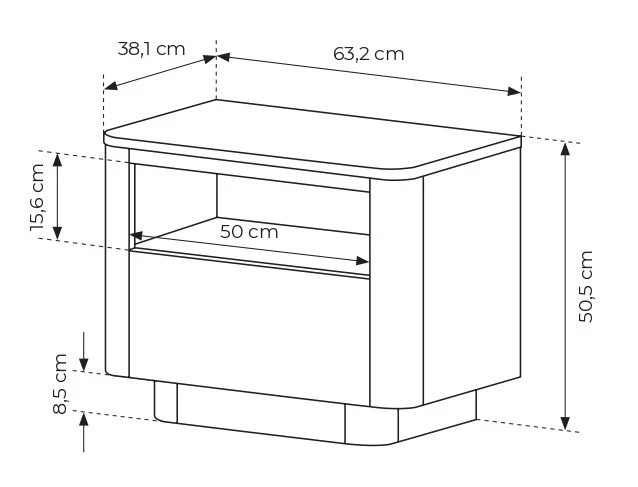 Stolik nocny Torro z szufladą 63 cm dąb cremona/czarny