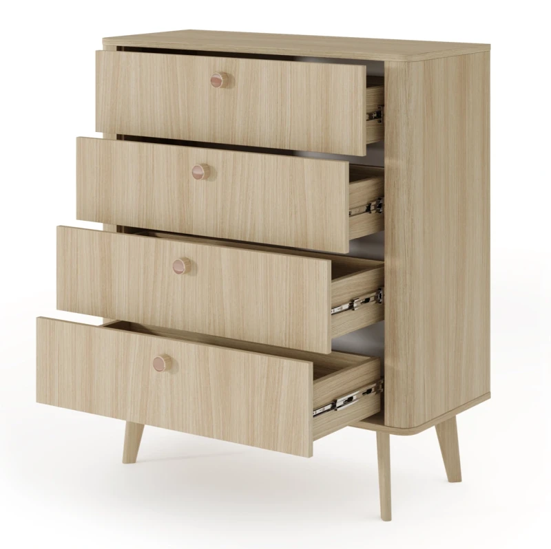 Komoda Viki 4 szuflady wąska na nóżkach 88 cm dąb barista